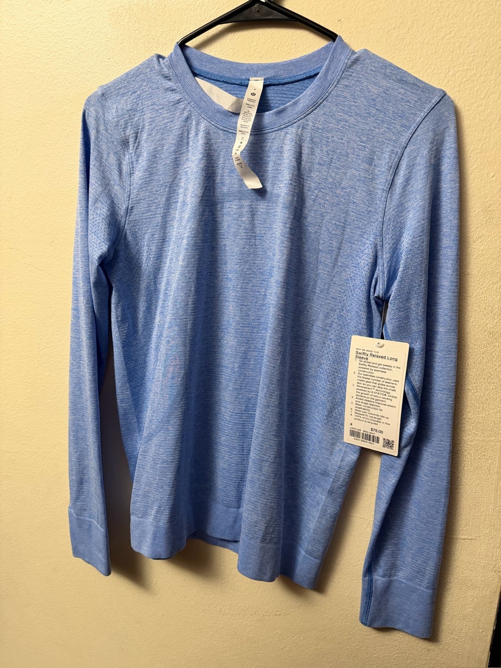 719-Lululemon Swiftly Relaxed Long Sleeve Shirt-Blue Nile / White - Picture 5 of 7